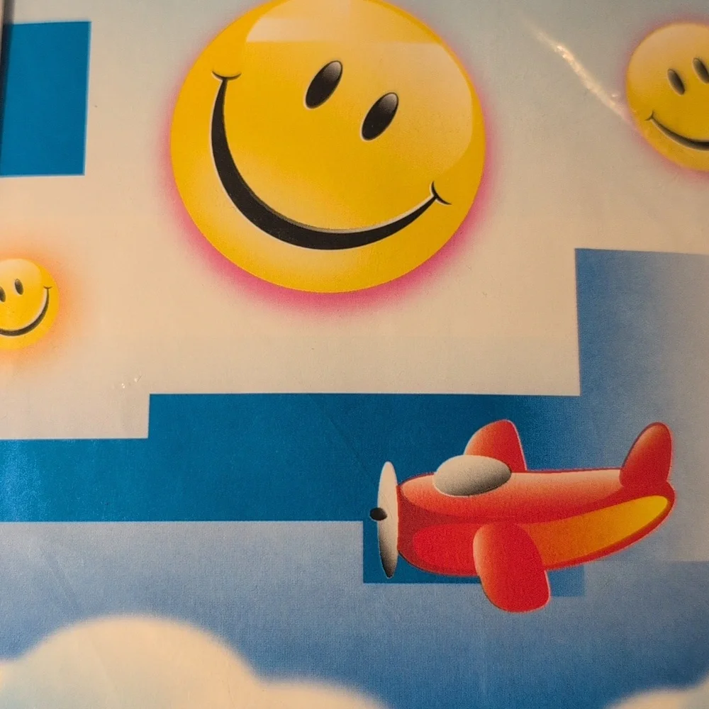 Vintage Airplane Gift Wrap Kit with Emoji Design Set‎ Of 2 NIP